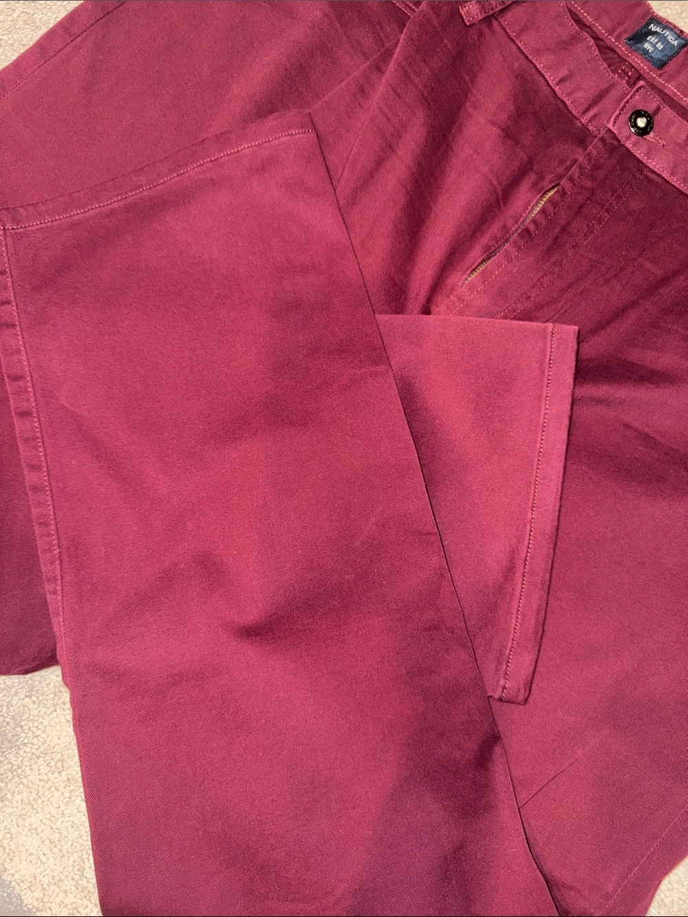 Nautica Men's Straight Fit Chinos in Burgundy - Picture 2 of 8